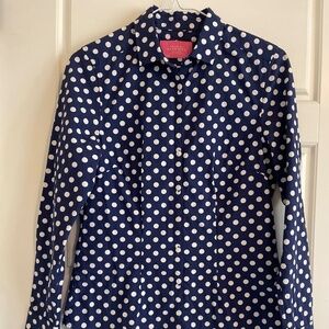 Charles Tyrwhitt polka dot shirt blue and white size 4